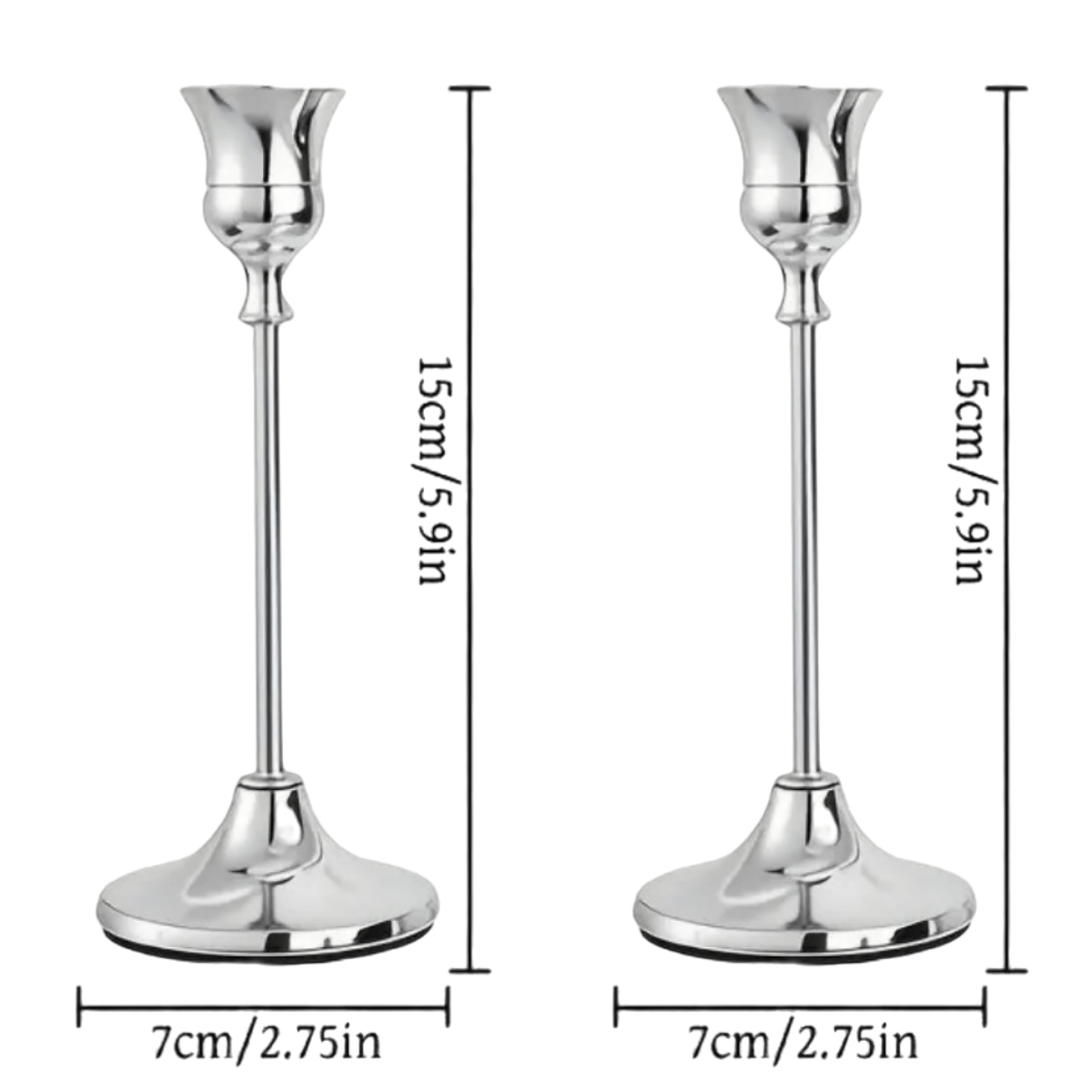 TEMU A Set Of 2 Branch-style Multi-head Candle Holders Measuring 22cm/19cm/15cm In Elegant Silvery, Romantic Occasions Like Weddings And Festive
