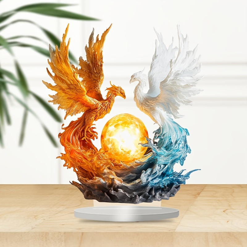 

2d Flat, 1pc 2d Unique Acrylic Phoenix Ornament - And Design, Suitable For Office Desk, Porch And Home Decoration | Ideal Christmas Gift For Office