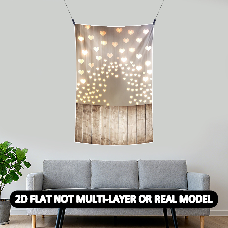Romantic Heart Light Bokeh Wood Photography Backdrop