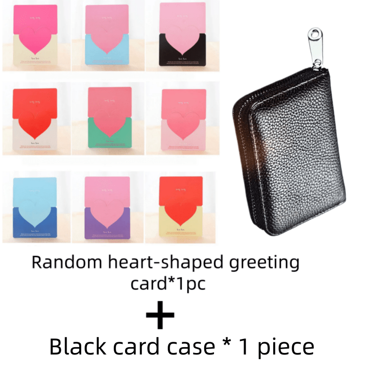 TEMU 2 pezzi Portafoglio da ultra RFID antifurto con cerniera e biglietto d' a cuore casuale - Porta carte multifunzionale, archiviazione sicura di
