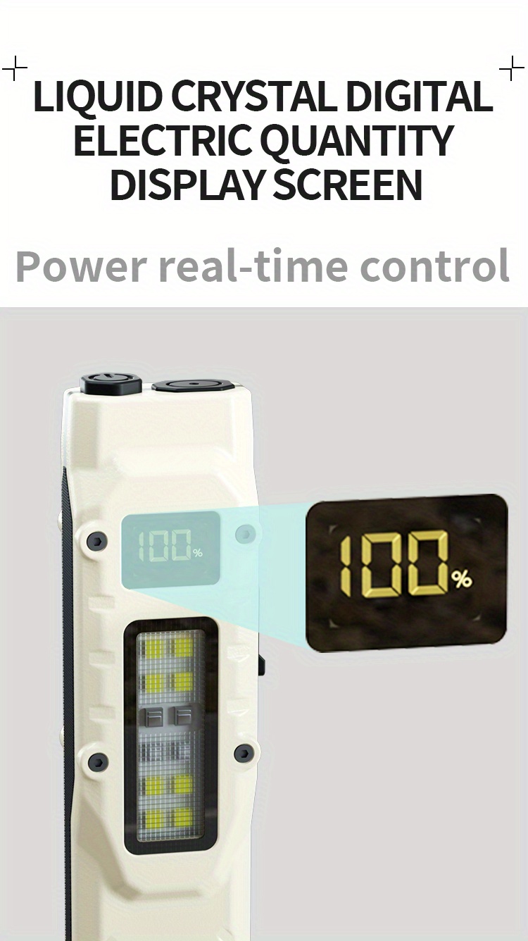 edc újratölthető zseblámpa, taktikai cob munkalámpa, hordozható klipsz lámpa 1000mah nagy akkumulátor élettartammal, teljesítmény kijelző, piros és kék fények, kültéri, háztartási alapvetők, vészhelyzeti világítás - usb kábellel felszerelve, fekete/fehér részletek 9