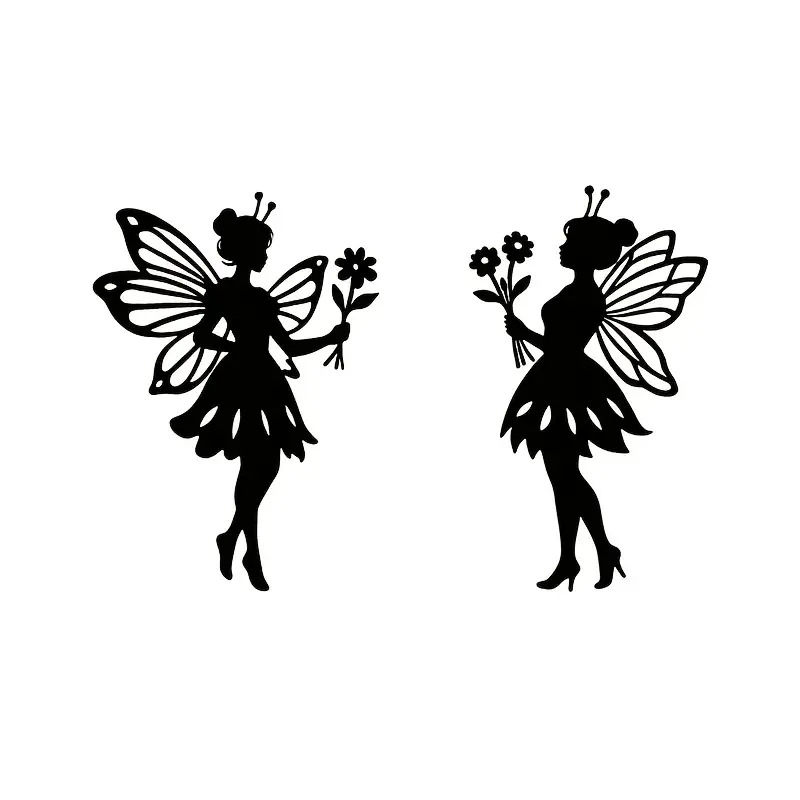 TEMU 2d Flat - [2d Flat] 2d Plane Acrylic Wall Decoration - Elegant Fairy Silhouette With Floral Embellishments, Suitable For Indoor And Outdoor