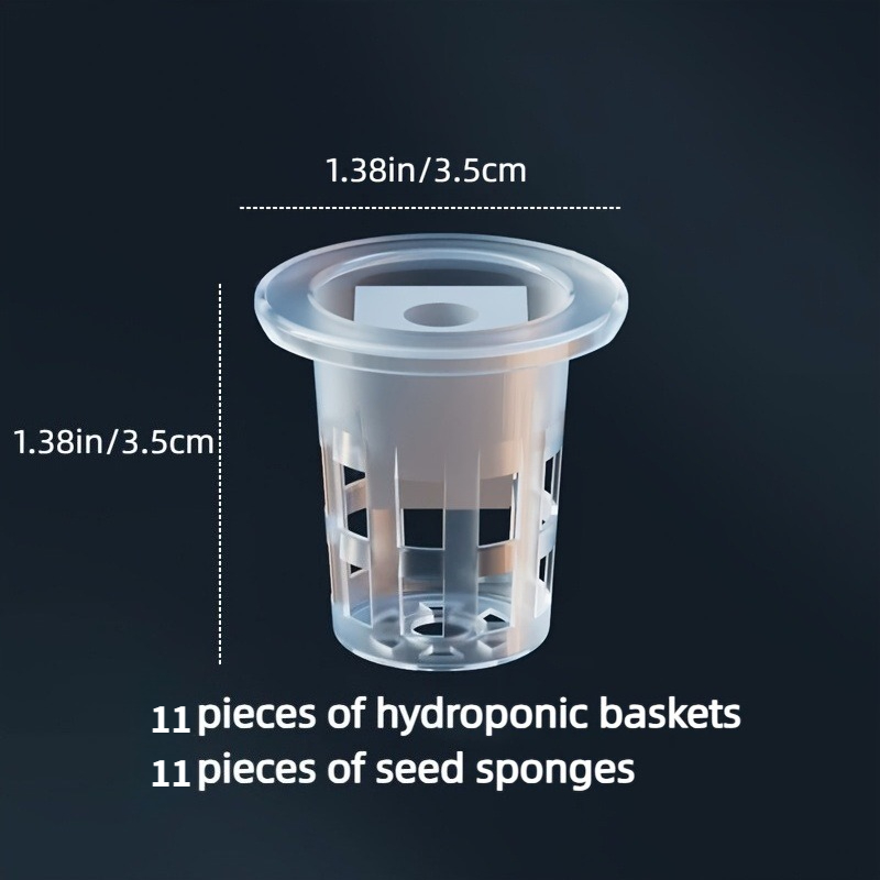 TEMU Set de 11 paniers de semis hydroponiques (comprend 11 paniers de plantation + 11 éponges à semis) | Fixation -, visibilité transparente du