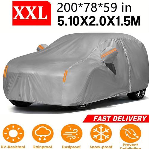 heavy duty car cover windproof snowproof uv resistant with zipper orange reflective tape indoor for cars suvs