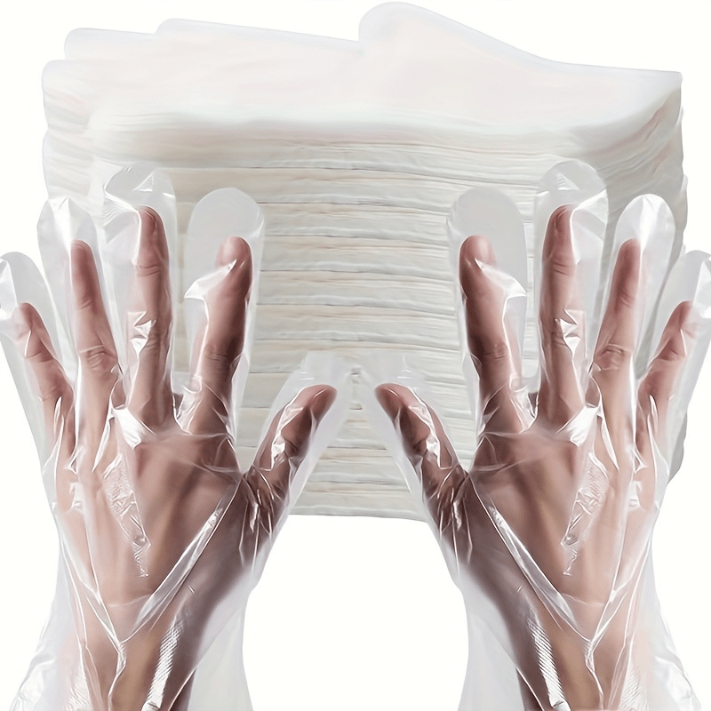 1100pcs Of Disposable Plastic Gloves, Transparent, Suitable For Kitchen, Cleaning, Salons, Barbershops, Etc.