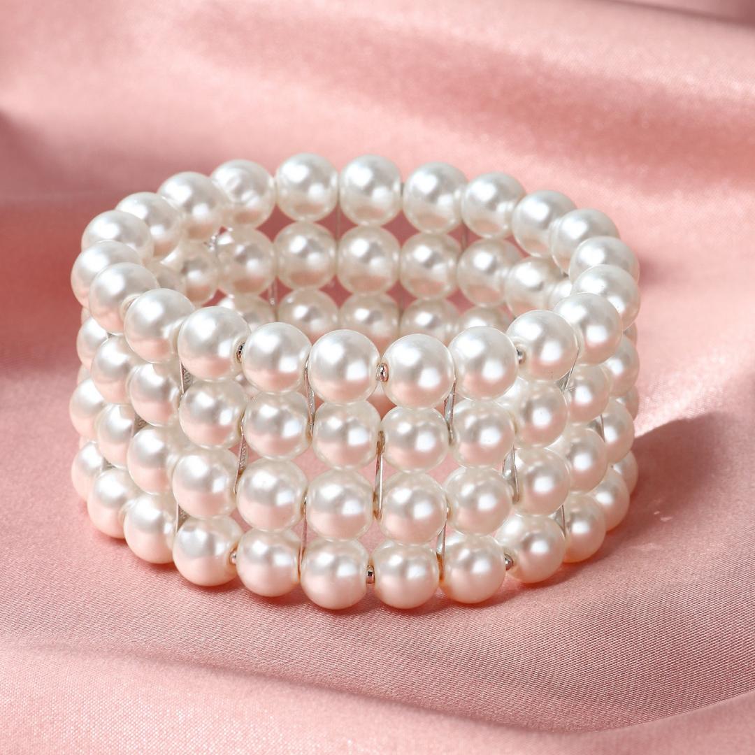 Image of 1pc Women's Fashionable Versatile Stacking Bracelet, Beaded, For Daily Wear, Vacation, And Parties, Valentine's Day Gift, Birthday Gift