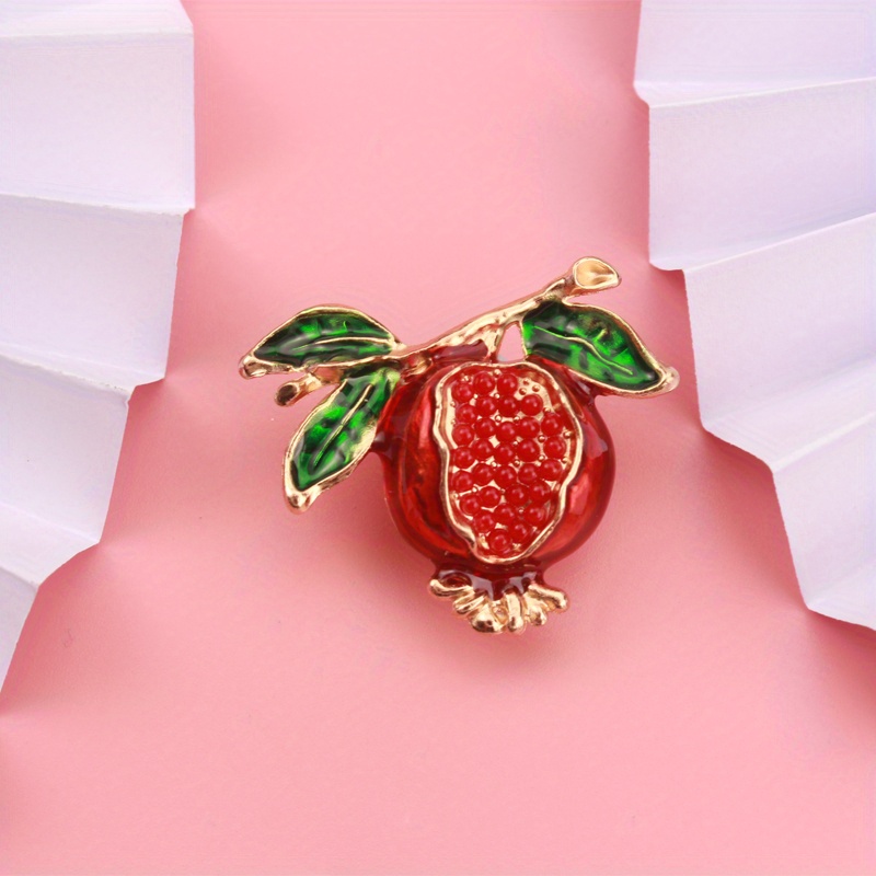 E-shop Kristallrote Granatapfel Emaille Brosche, geeignet für trendige Fashionistas, Anhänger, Buttons, Revers, Manschetten, Krawatten, Rucksäcke,