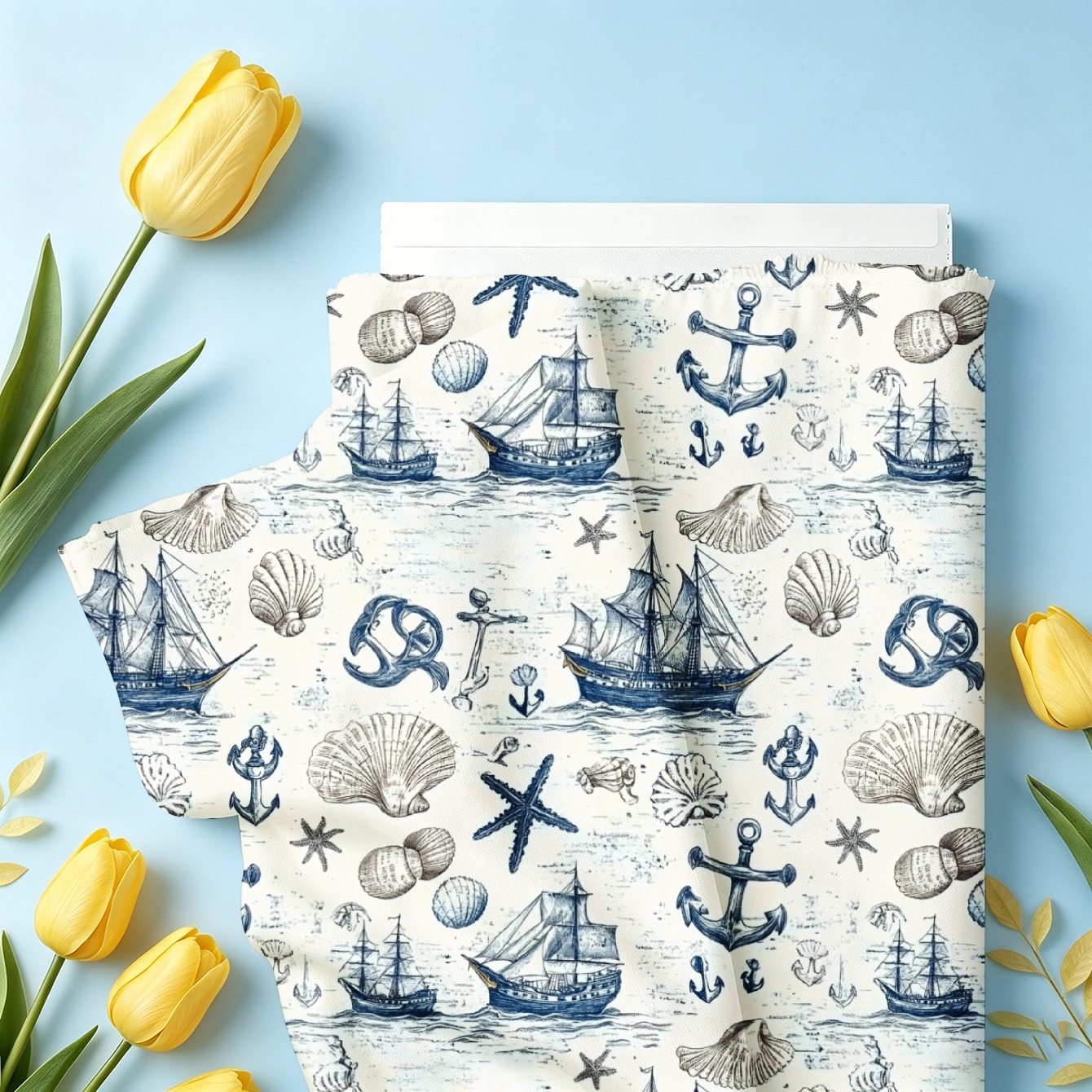 TEMU 1 pièce Tissu à impression numérique à motif , et sur le thème de l'océan, plusieurs tailles disponibles, tissu doux et confortable entièrement