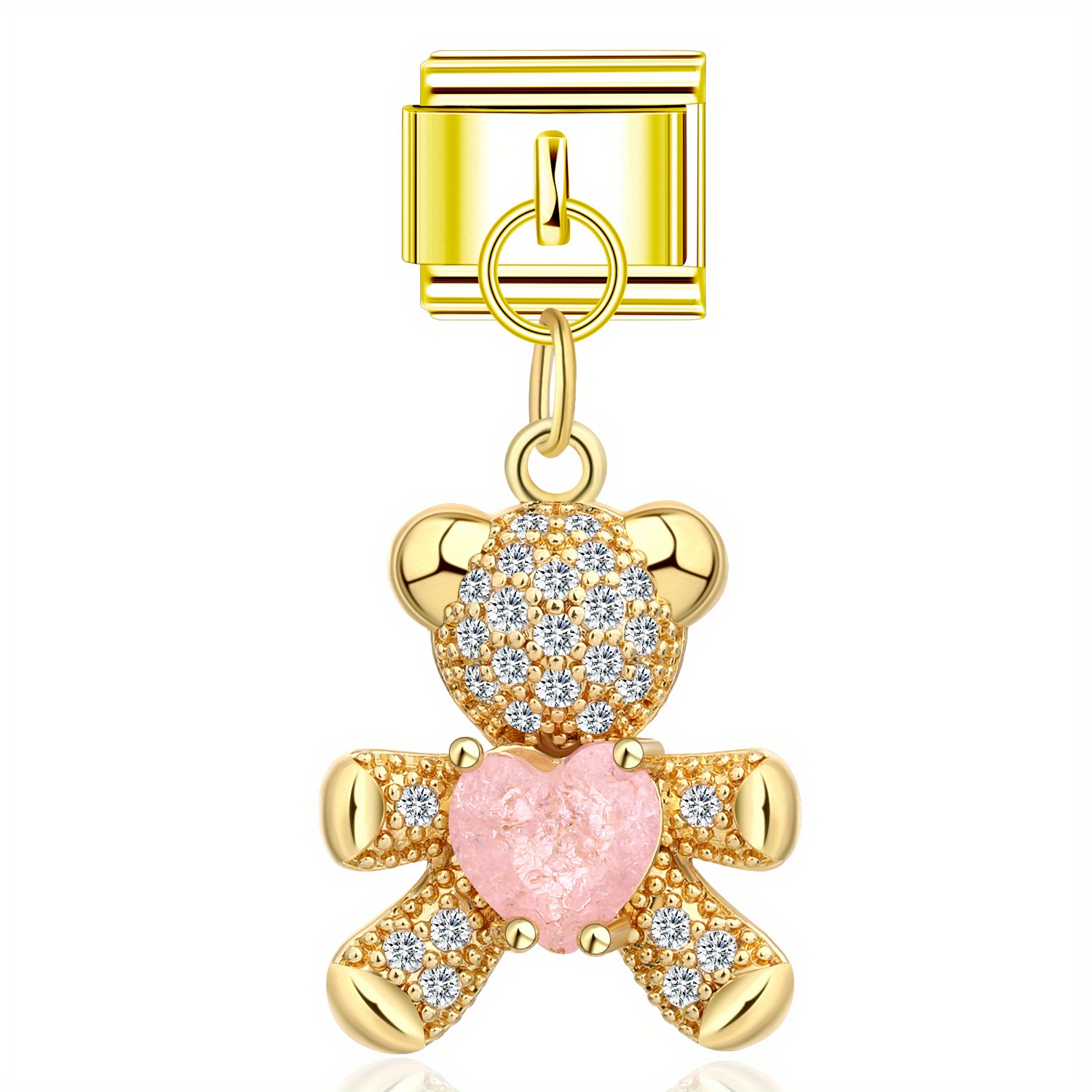 1 9mm Fashionable Italian-style Modular Charm, Featuring Heart, Bear, Swan, Rose, Starfish, Heart, Star, Moon, Avocado, And Pineapple Pendant Beads. For