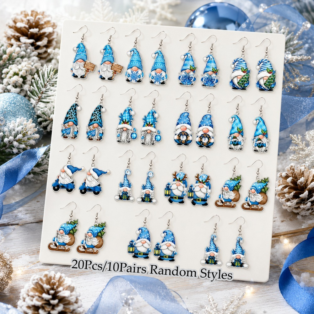 TEMU 20pcs/10 Paires de Boucles d'Oreilles Père Noël Style Aléatoire en Acrylique, Décoration Esthétique de Pièce, Accessoire de Bijoux pour Femmes,