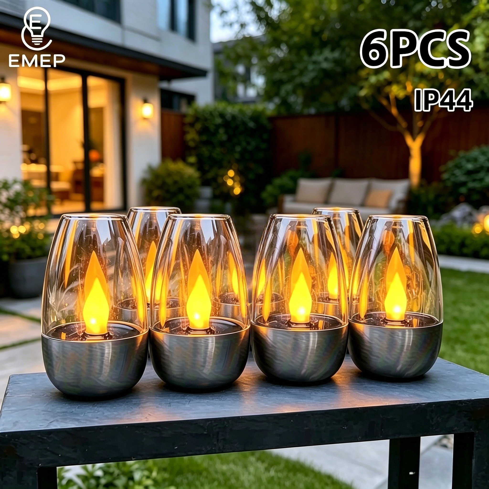 TEMU 2/4/6pcs Lámparas de Vela Solares, Luz con Llama Grande, Carga Solar, Decoraciones Decorativas, Adornos, Iluminación , Lámparas de Vela para