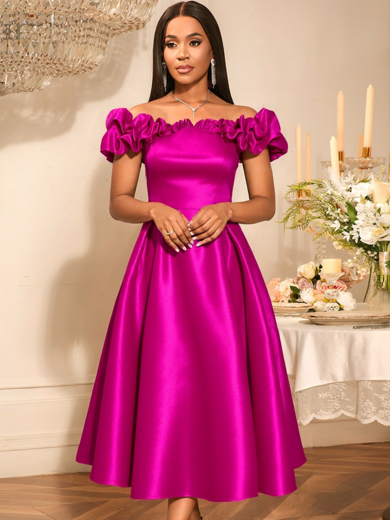 purple cocktail dress sold on Temu United States