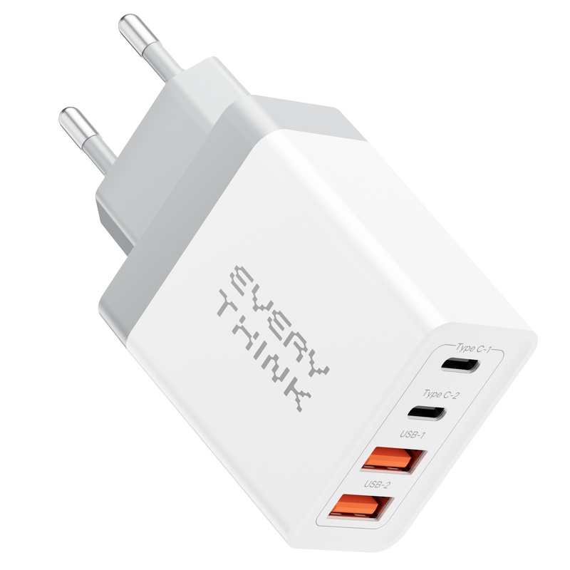 Ultra-compact 4-port Travel Charger: 2 Usb-c + 2 Usb-a Wall Plug Adapter, 10w For Iphone 16/15,, Ipad - Eu Plug Design