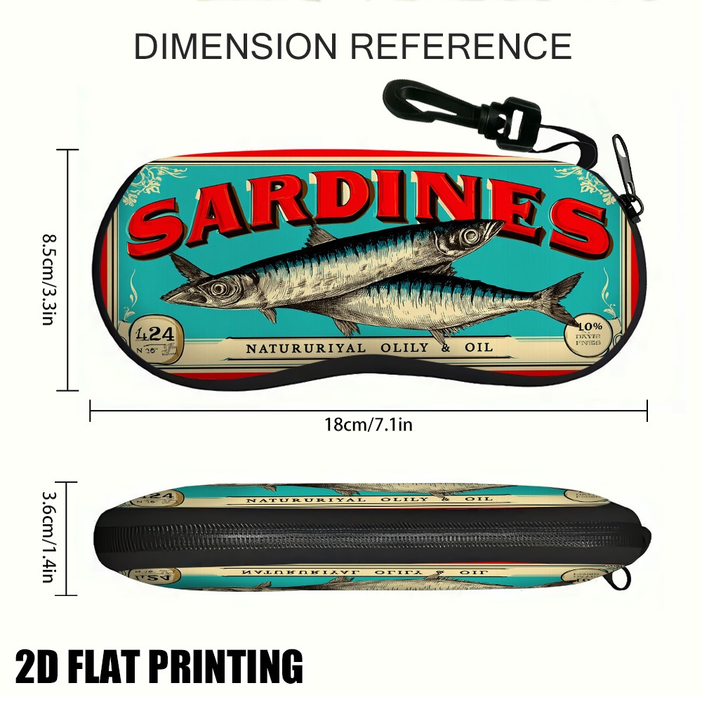 TEMU Estuche para gafas de 1 pieza con etiqueta de vintage, para uso diario, social y de ocio, retro con cremallera y diseño de lata de , estuche de