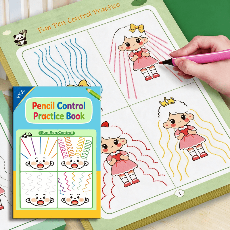 TEMU Livre ludique d'entraînement au du stylo pour enfants (32 pages), de l'écriture, puzzle éducatif, entraînement de la concentration, amélioration