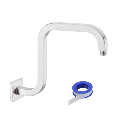 item picture 1 square shower arm with a flange measuring 14 inches designed for a shower head as an overhead extension this wall mounted s shaped shower arm is from thick stainless steel featuring a and construction