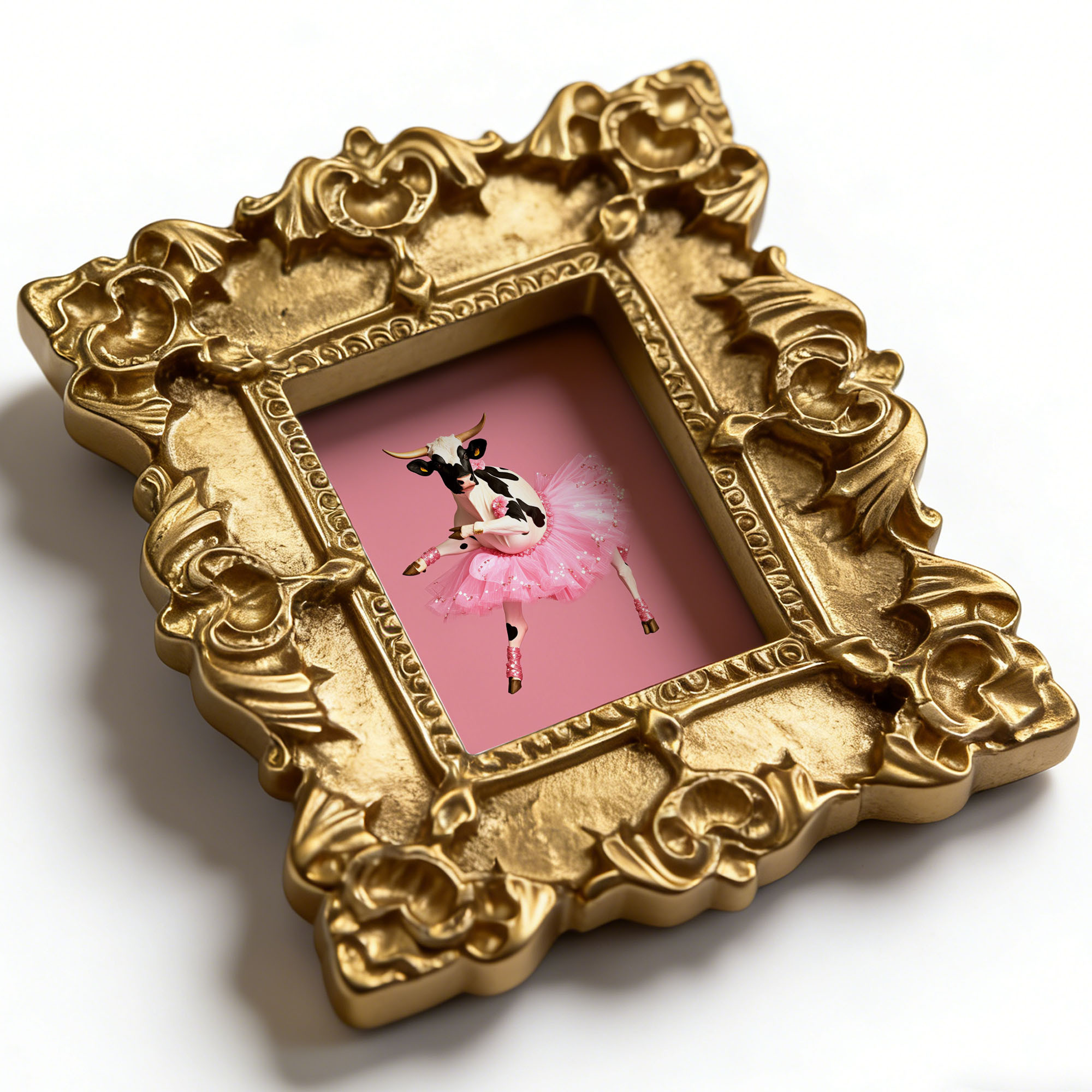 TEMU 1pc Magnetic Cow Magnet With Pink Tutu Ballet Dancer - Plastic Rectangular Fridge Magnets Suitable Decor, Small Refrigerator Magnets For Easter