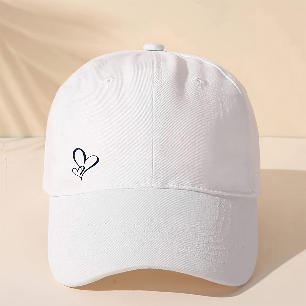 Image of 1pc -patterned Baseball Cap - Beige With White , Adjustable Back Closure, Unisex Fashionable Hat, Casual And Stylish, Hand Wash Or , Casual Headwear | Design | Durable Headwear, Heart Fc Merchandise