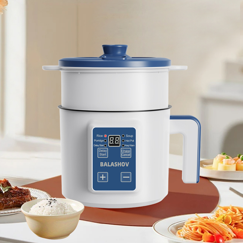   EU Plug Electric Hot Pot with Lid and Steamer, Multi-Functional Electric Cooker with 6 Cooking  , Nonstick Electric     Ramen Cooker, Electric Frying Pan with   Delay for Dorm Rooms, Camping, RVs