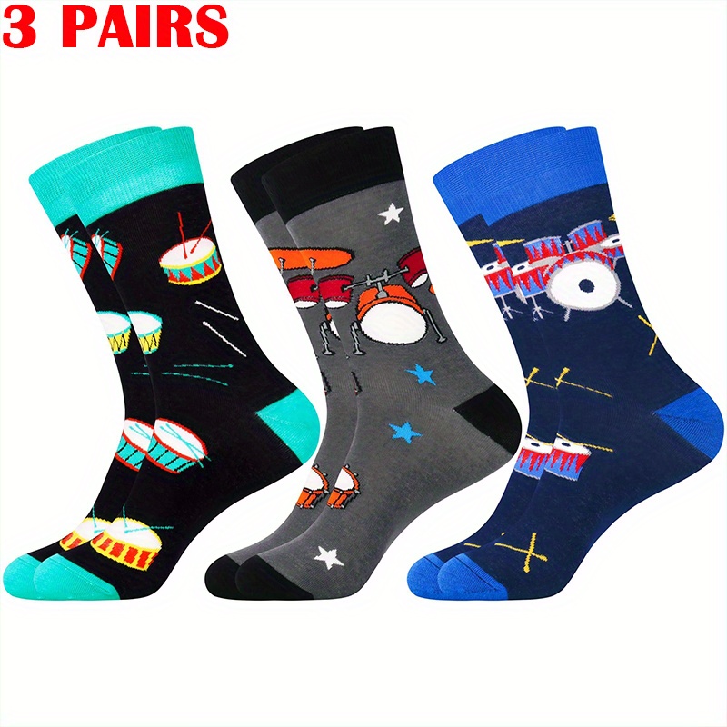 TEMU 3 Paires de Chaussettes de Batterie Originales pour Adolescents, Parfaites Cadeaux d'Anniversaire pour Garçons ou pour les Passionnés de