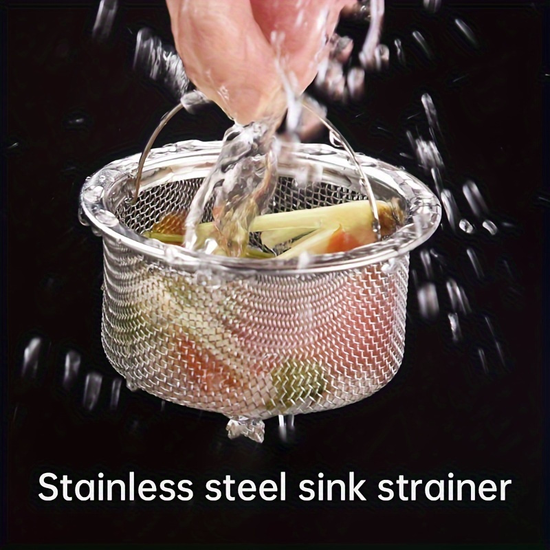 stainless steel sink strainer basket with handle   kitchen drain catcher for food   and small items details 2