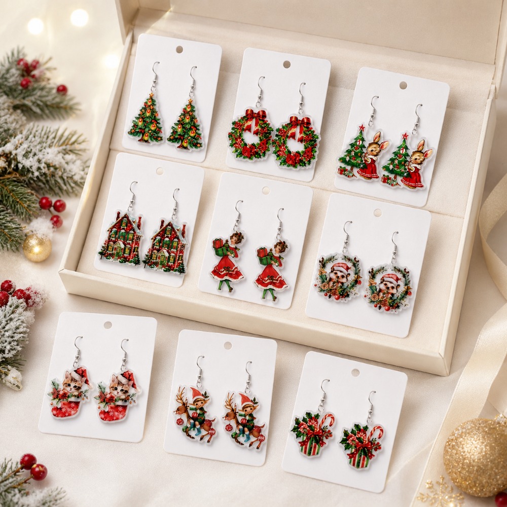 18pcs Women's Christmas Earring Set, Cute Holiday Accessories