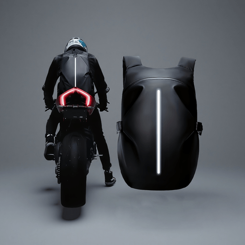 motorcycle backpack with helmet storage heavy duty high quality riding backpack large capacity motorcycle travel bag with reflective strips secure zipper closure pvc construction for men women long distance tours