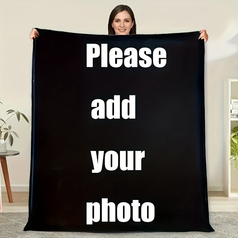 TEMU 1pc Custom Photo Flannel Blanket, Holiday Throw Blanket, Gift Blanket, For Outdoor Beach, Camping, Living Room Sofa, Pets, Office Throw Blanket,