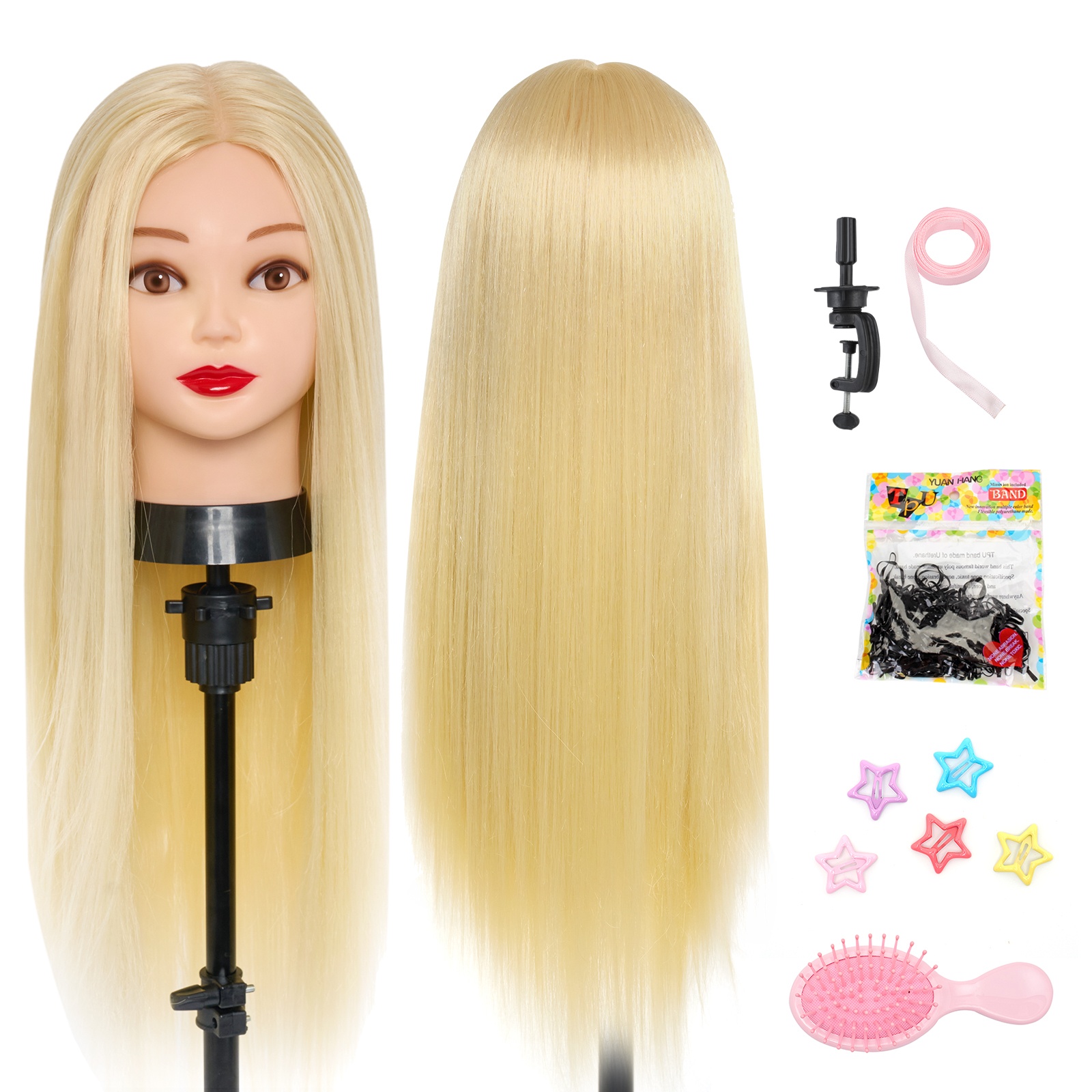 Image of Neverland 26-inch Blonde Wig Compatible Mannequin Head With Braiding Kit - Realistic Hairdressing Training Doll For Salon Practice, Braids & Styling, Long Wigs For Cosmetology Students & Professionals