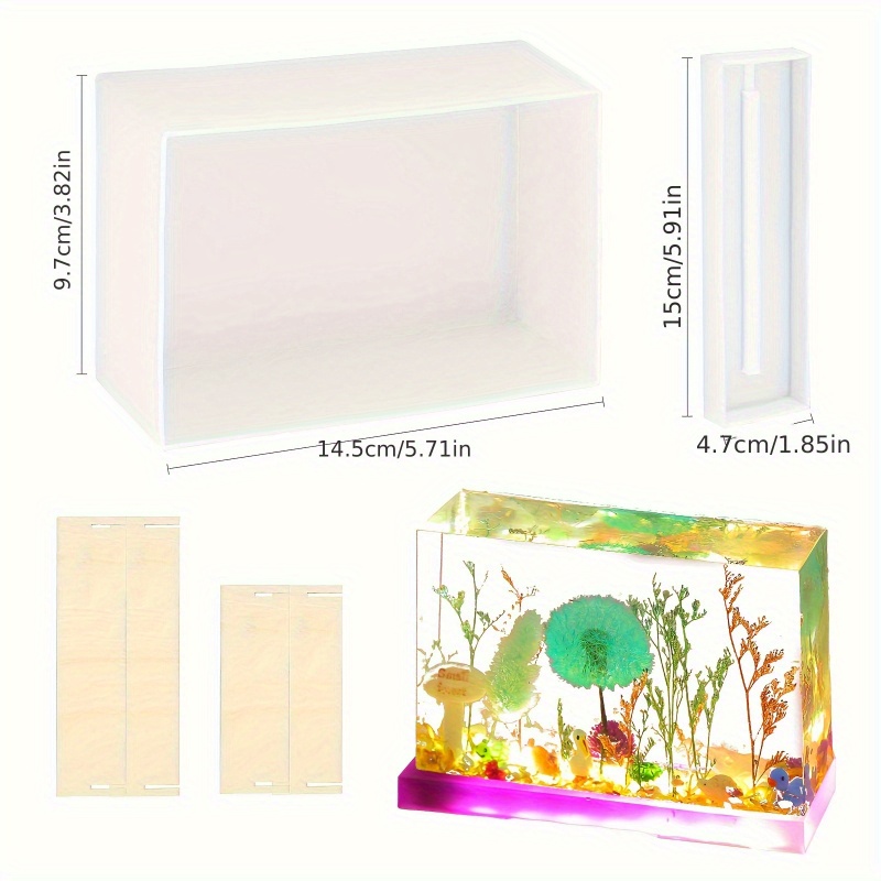 6pcs Rectangular Silicone Mold Set - Molds + Base + Stand, Epoxy Resin Molds, Silicone Molds For Crafting Rectangular Decorations, Home Decor