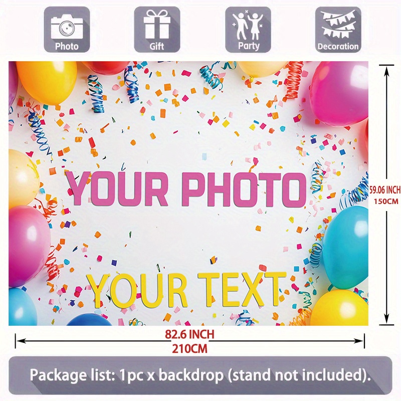 TEMU 2d Flat - 1pc 2d Flat Banner Custom Photo Background - Durable Polyester Party Banner With "customize Your Photos" Design, Perfect For Birthday