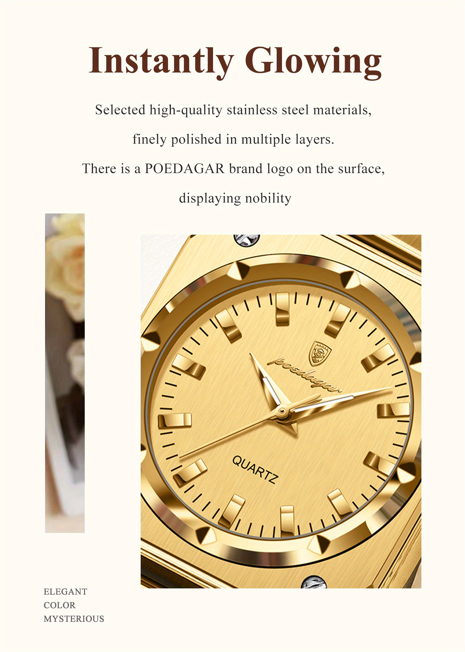  luxury high quality womens   light waterproof womens watch stainless   quartz watch details 4