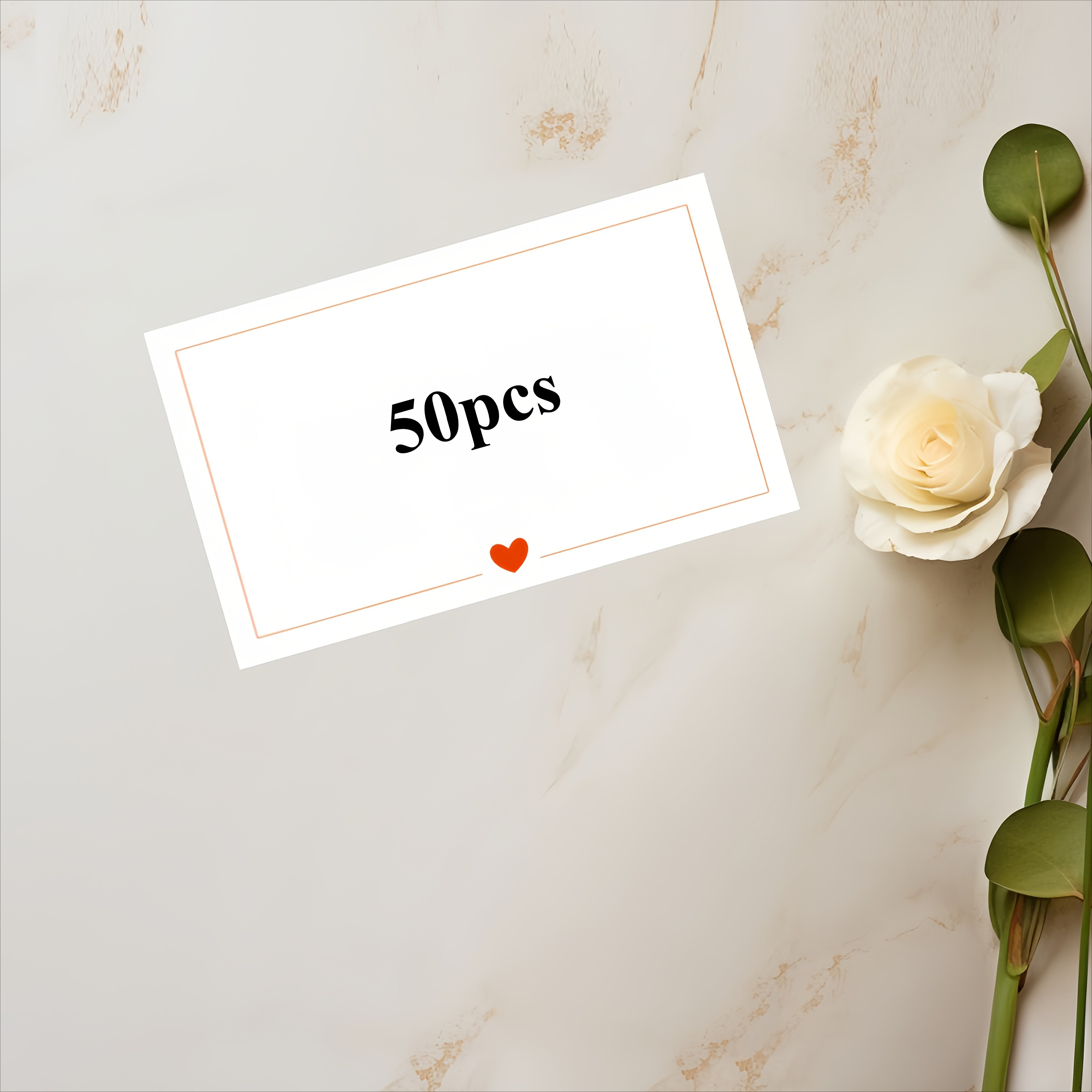 TEMU 50/100 Fogli per Confezione, Biglietti d' Vuoti con Design a Forma di Cuore, Cartellini da Tavolo Fai da Te, Segnaposto, con Bordo e - Carta