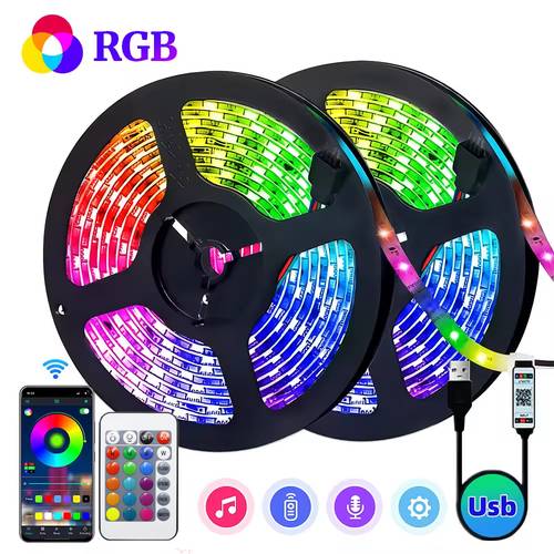 lqhzmyy smart bedroom led strip lights app and remote control rgb color changing function music sync compatible ideal for room decor parties and kitchens
