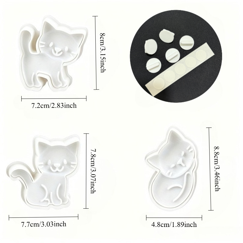 TEMU 3pcs Cat-shaped Cookie Cutters, Including Lying Down, Standing, And Kittens, Home Baking With Kids, Afternoon , And Holiday Baking Crafts