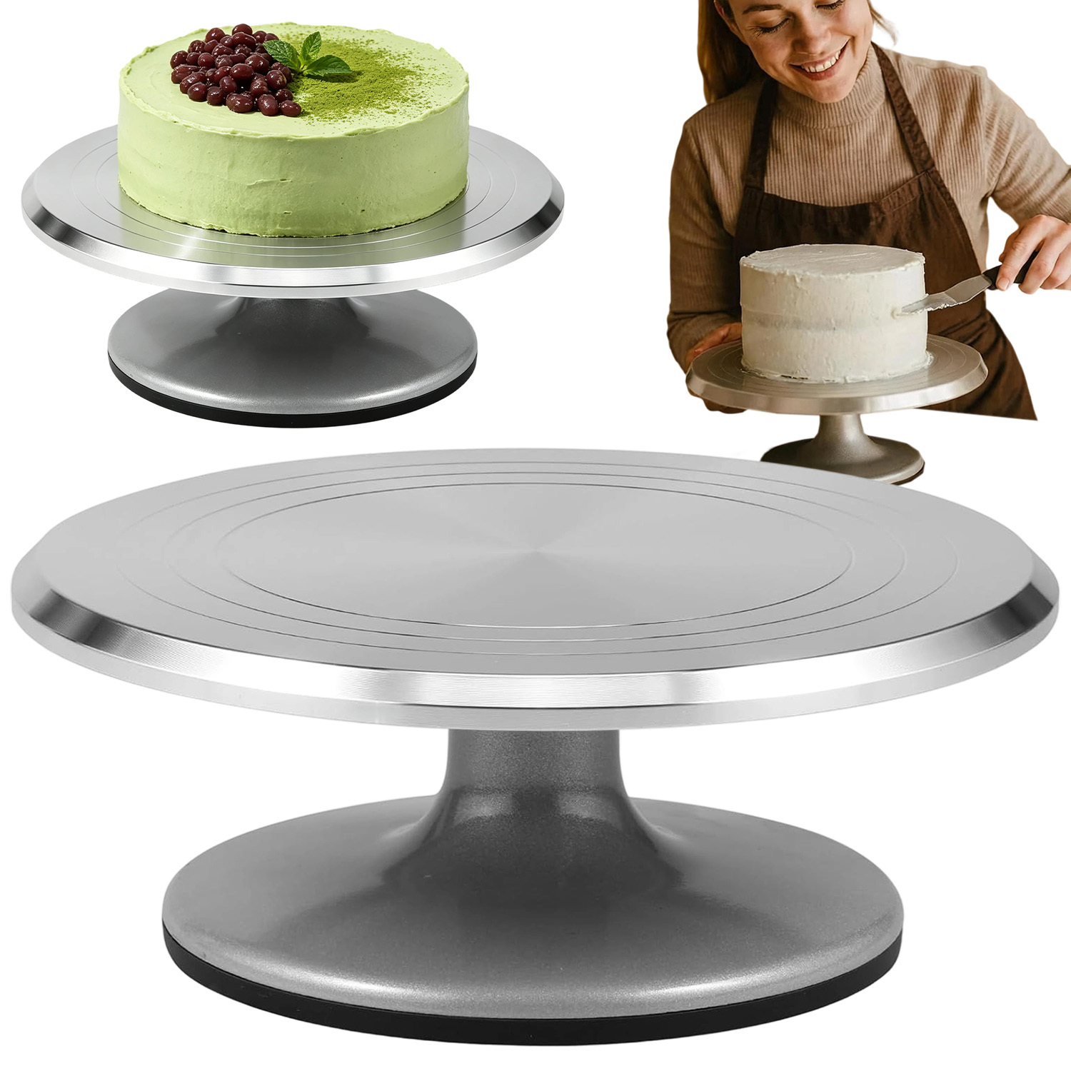 Image of 30cm Baking Turntable Aluminum 360° Flexible Rotation Anti-slip Design Stable