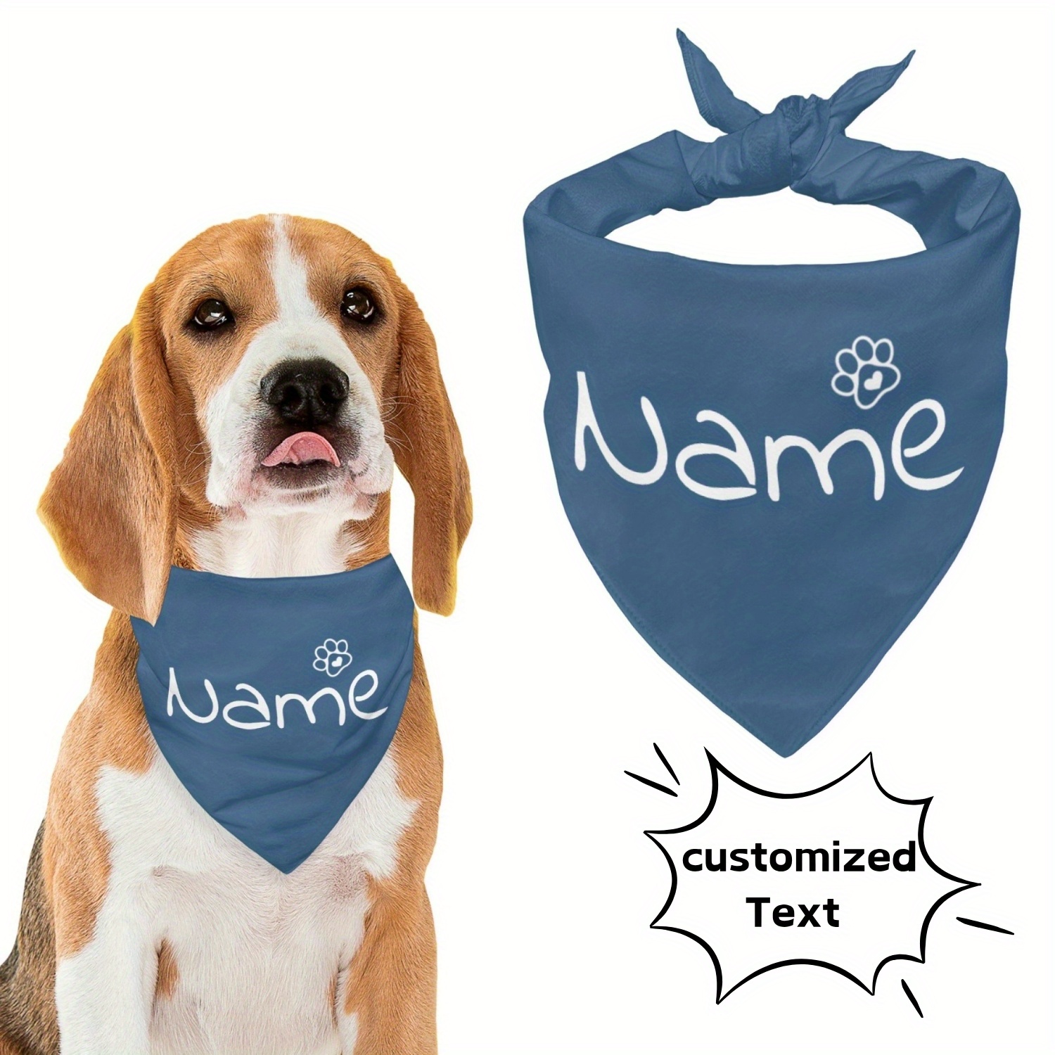 TEMU Stylish Dog Scarf, Custom Text, Adjustable Triangle Headscarf Shawl For Daily Wear Of Cats And Dogs, Suitable For Large Dogs, Small Dogs, Pet