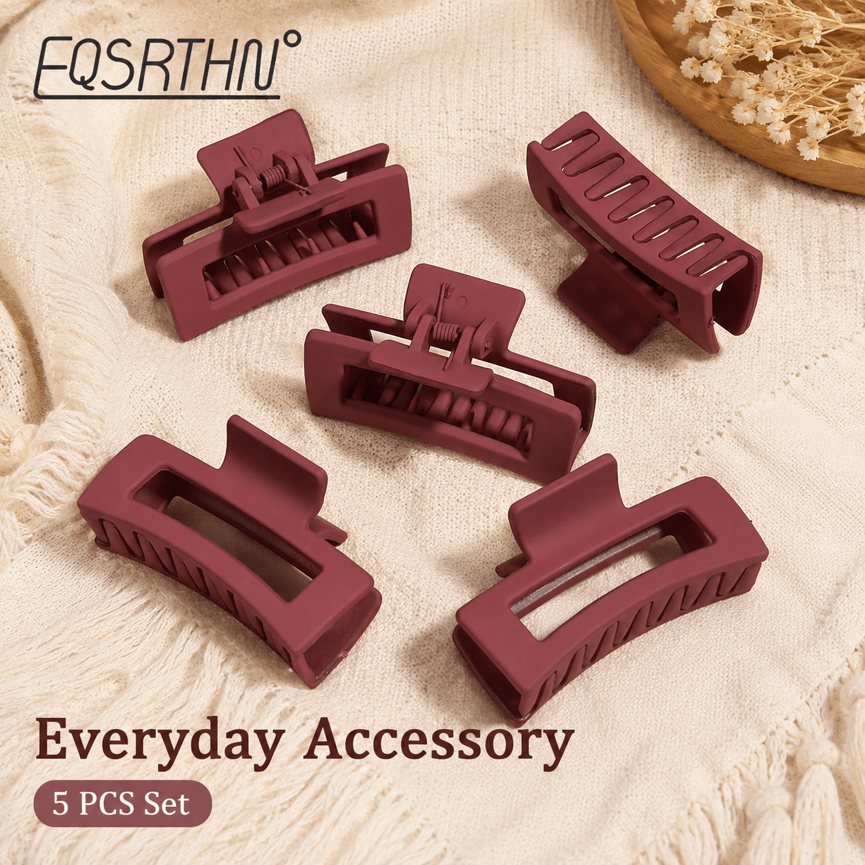 5pcs Matte End Strong Hold Hair Claw Clip Set