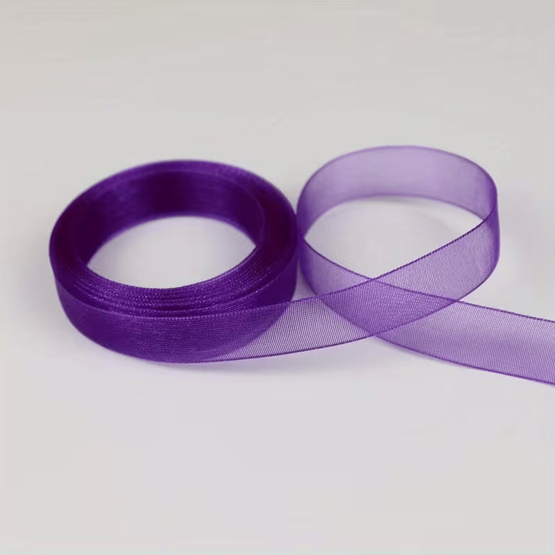 TEMU Nastro largo 2,5 cm, 3,2 m, decorazione bouquet viola scuro, nastro in chiffon traslucido, nastro in raso, nastro per intrecciare i capelli,