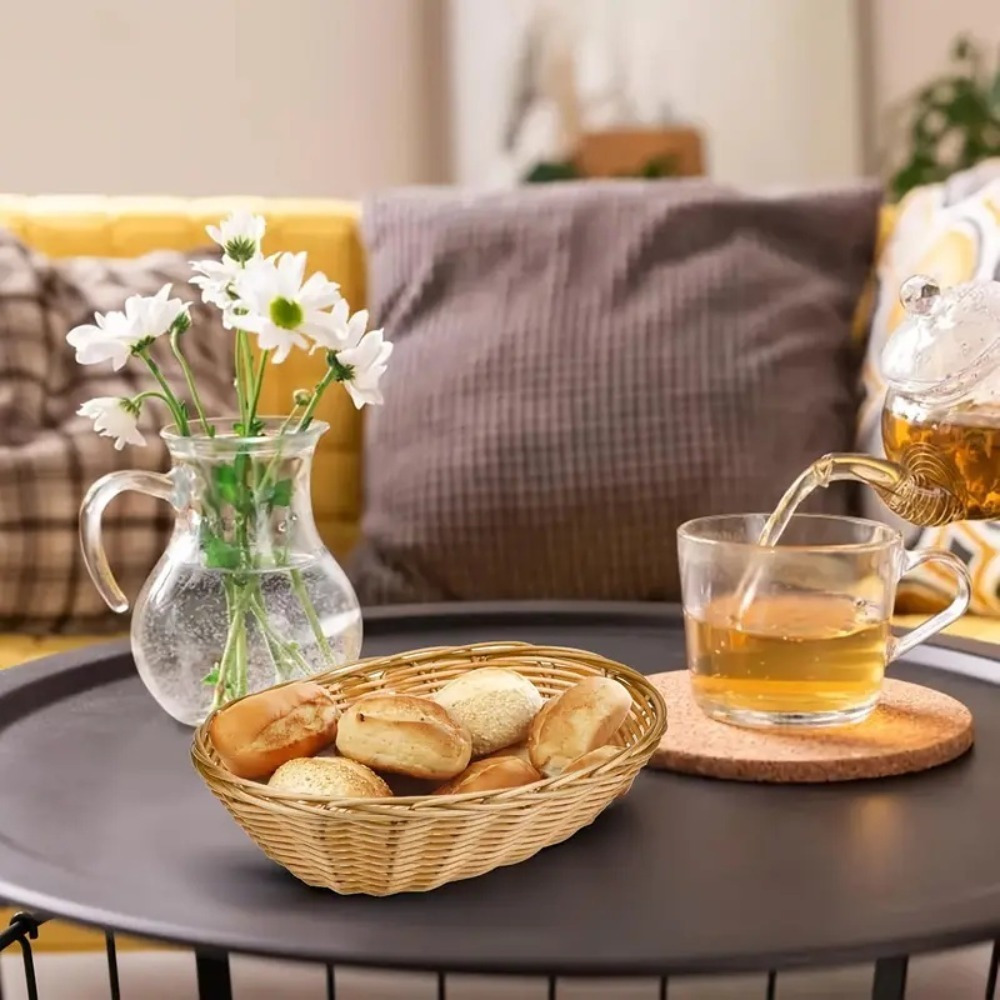 4pcs oval baskets, medium kitchen gift baskets, Christmas gifts, ornaments display, storage of bread, fruits, vegetables, baskets., Shelf Baskets