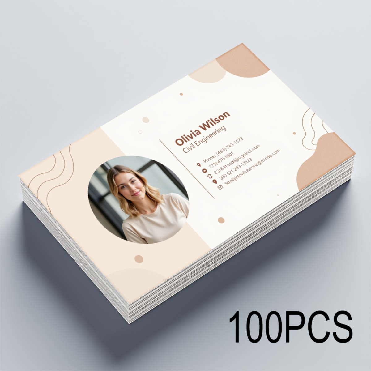 TEMU 60pcs/100pcs Personalized Photo And Text Custom Single-sided Cards 3.54x1.97in Abstract Wave Pattern Business And Professional Use