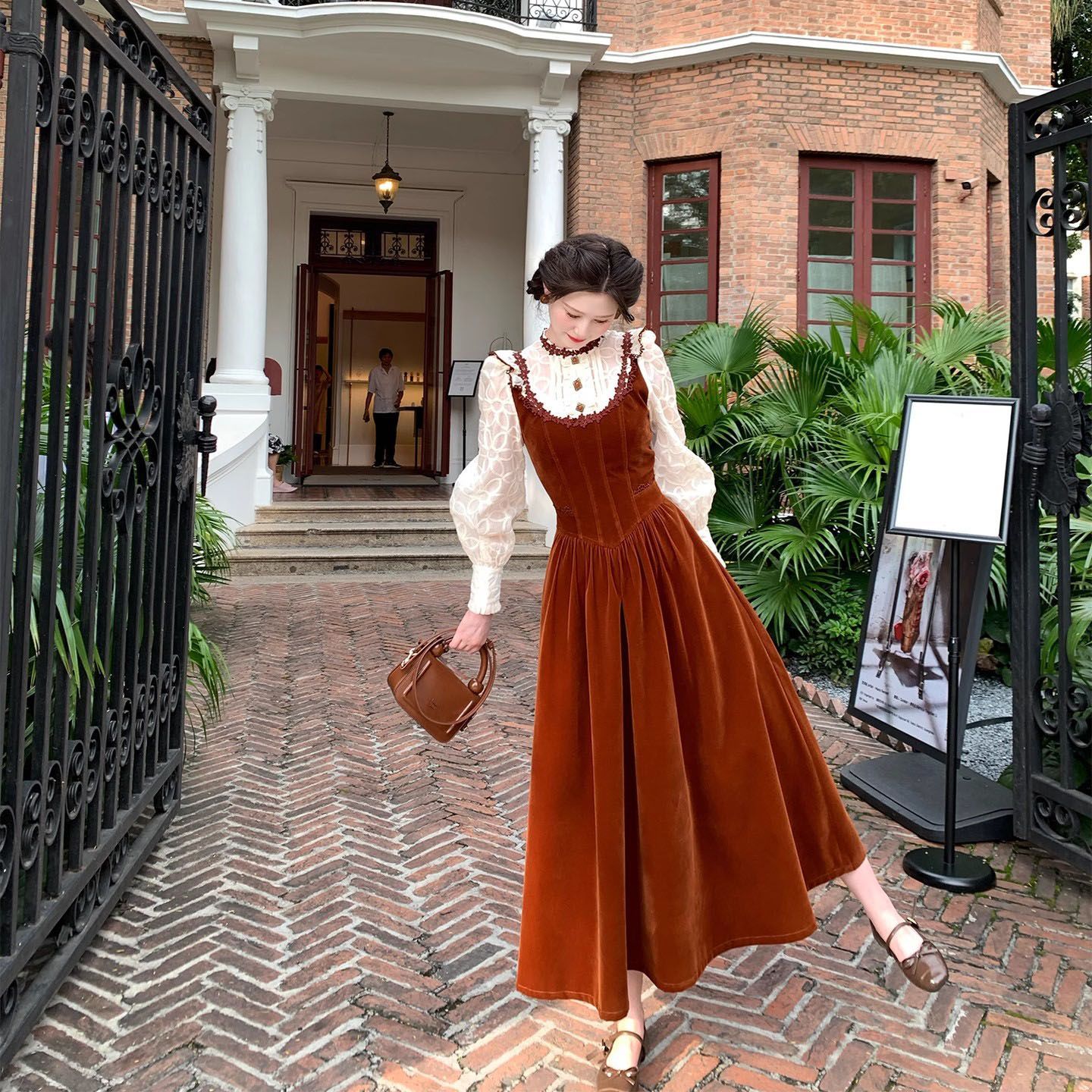 green emerald velvet dress Sexy Women Warm Dress With Pocket Casual Solid Vintage Autumn Winter M –  Mega Mart Center main image 0