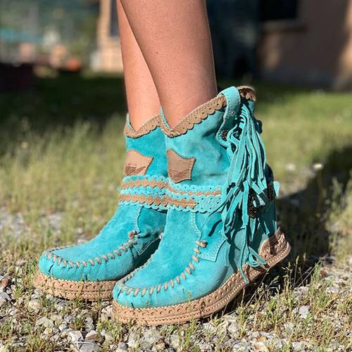 womens fringed decor ankle boots bohemian moccasin boots for festival casual footwear perfect gift for her women shoes