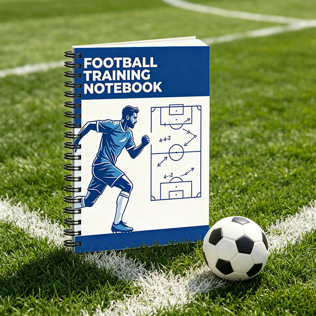 TEMU 1pc Organizador Personal Temático de Entrenamiento de Fútbol, Cubierta Azul y Blanca con Táctico de Juego, Ideal para Registro de Partidos de