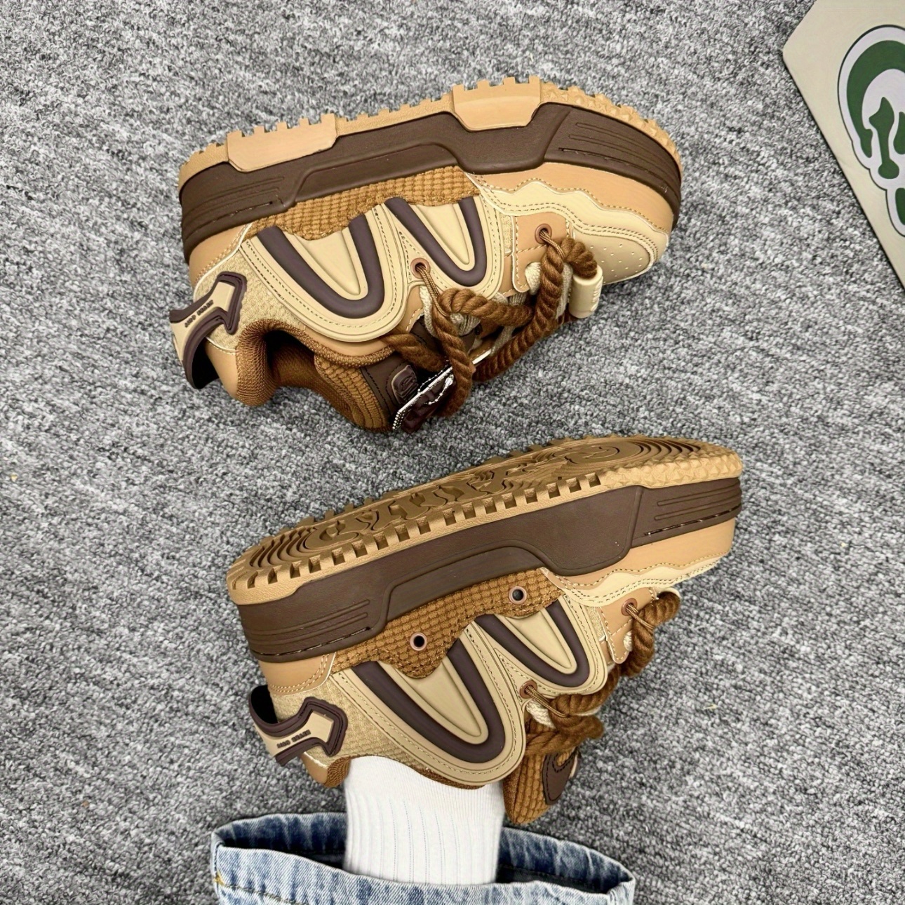 Skate Shoes Platform Sneakers Unisex Skate Shoes - Brown & Black Platform Sneakers with Lace-Up Closure, Breathable Microfiber Upper & Durable TPR Sole for Casual Wear, Sports, and Outdoor Activities