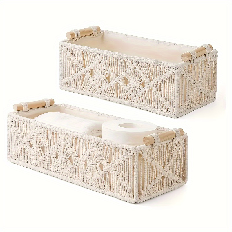 

Macrame , - Organizer For , Bathroom, , , Decorative Countertop , Bathroom Organizer Box, , And Organization