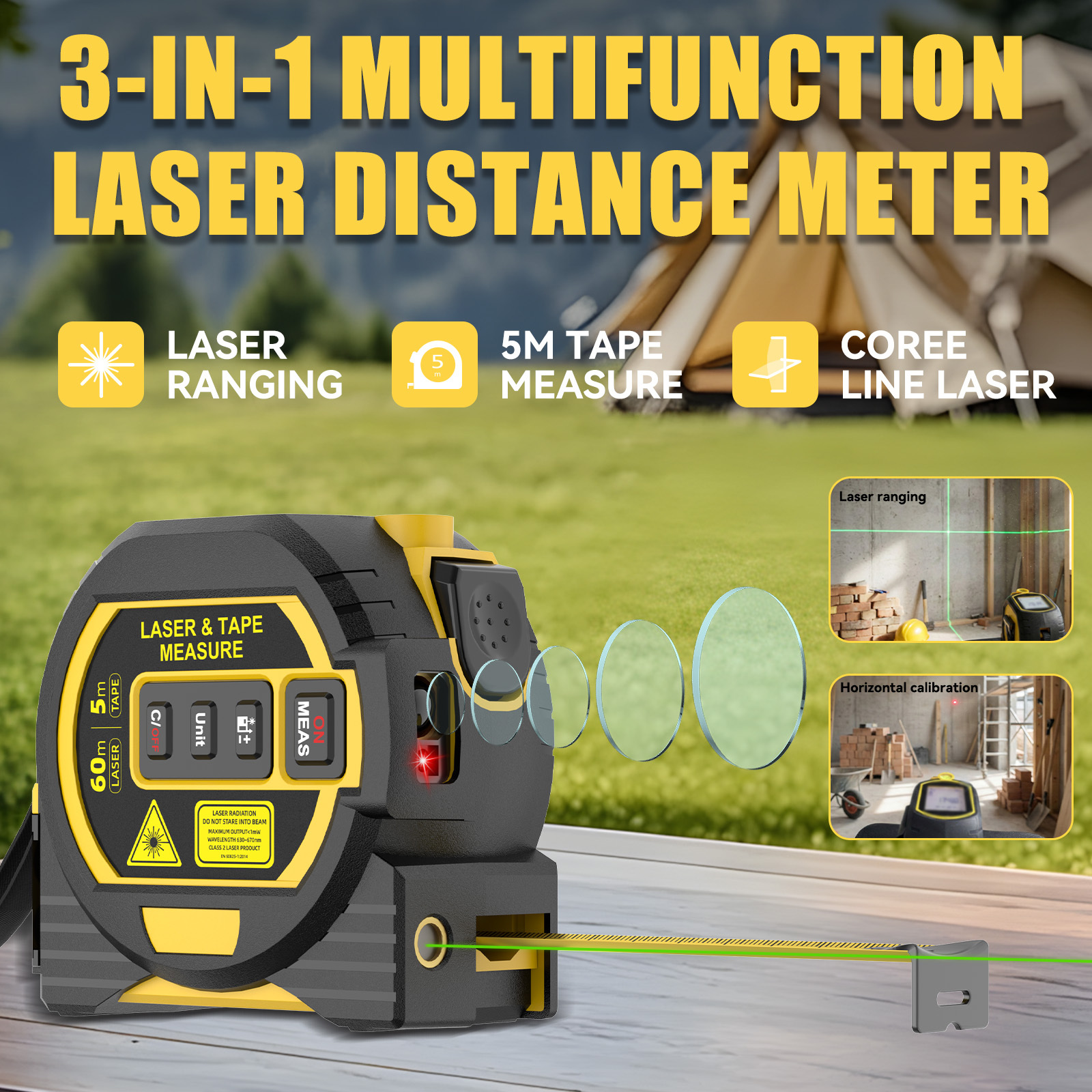   in 1 laser tape measure   laser rangefinder 2362 20 inch laser line 196 85 inch tape measurement precise laser line     and accurate positioning leveling and   for decoration and  