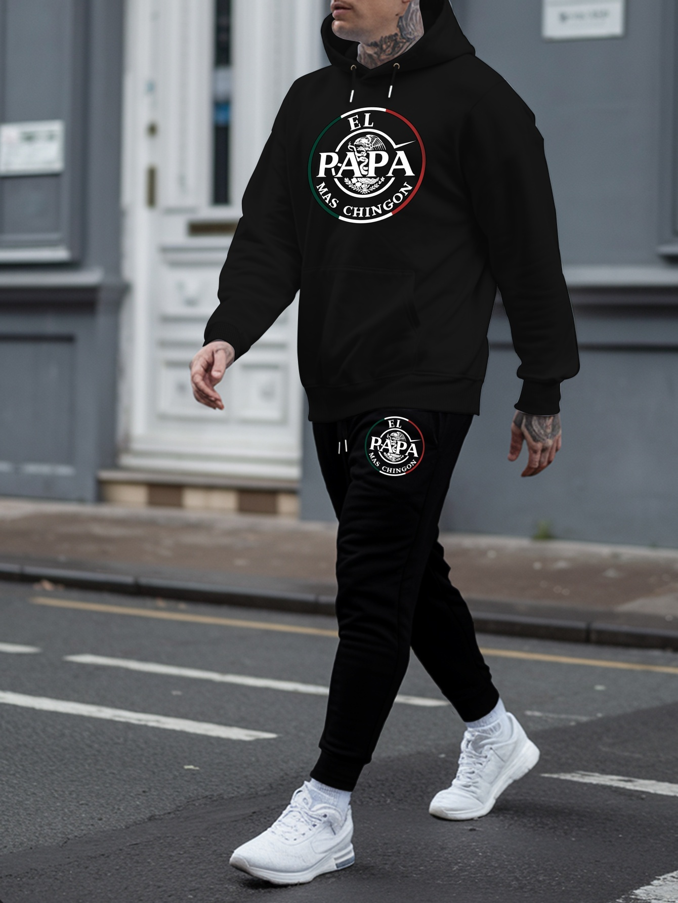 conjunto sudadera pantalones hombre talla plus tela punto Temu