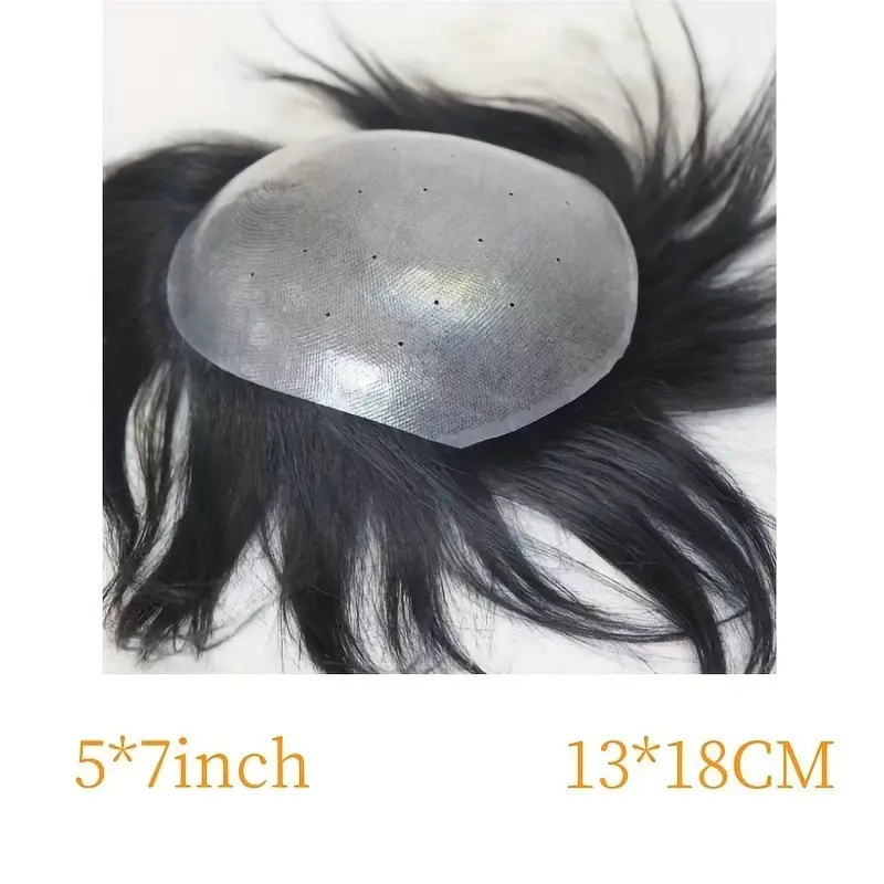 Natural Men's Hair Human Hair Men's Toupee: Hand-tied, Natural Hairline, Versatile Style - Straight Piece For