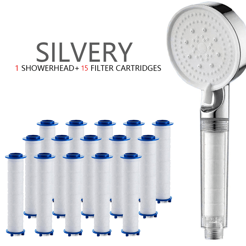 TEMU doccia filtrante ad pressione, dotato di 15 filtranti. Modalit� doccia a 5 velocit� con finestra per osservare lo stato del filtro, facile da